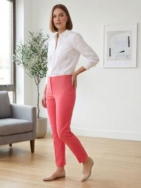 NWT Jones New York Side Zip Ankle Pants XL Pink Bloom Stretch Cotton Twill